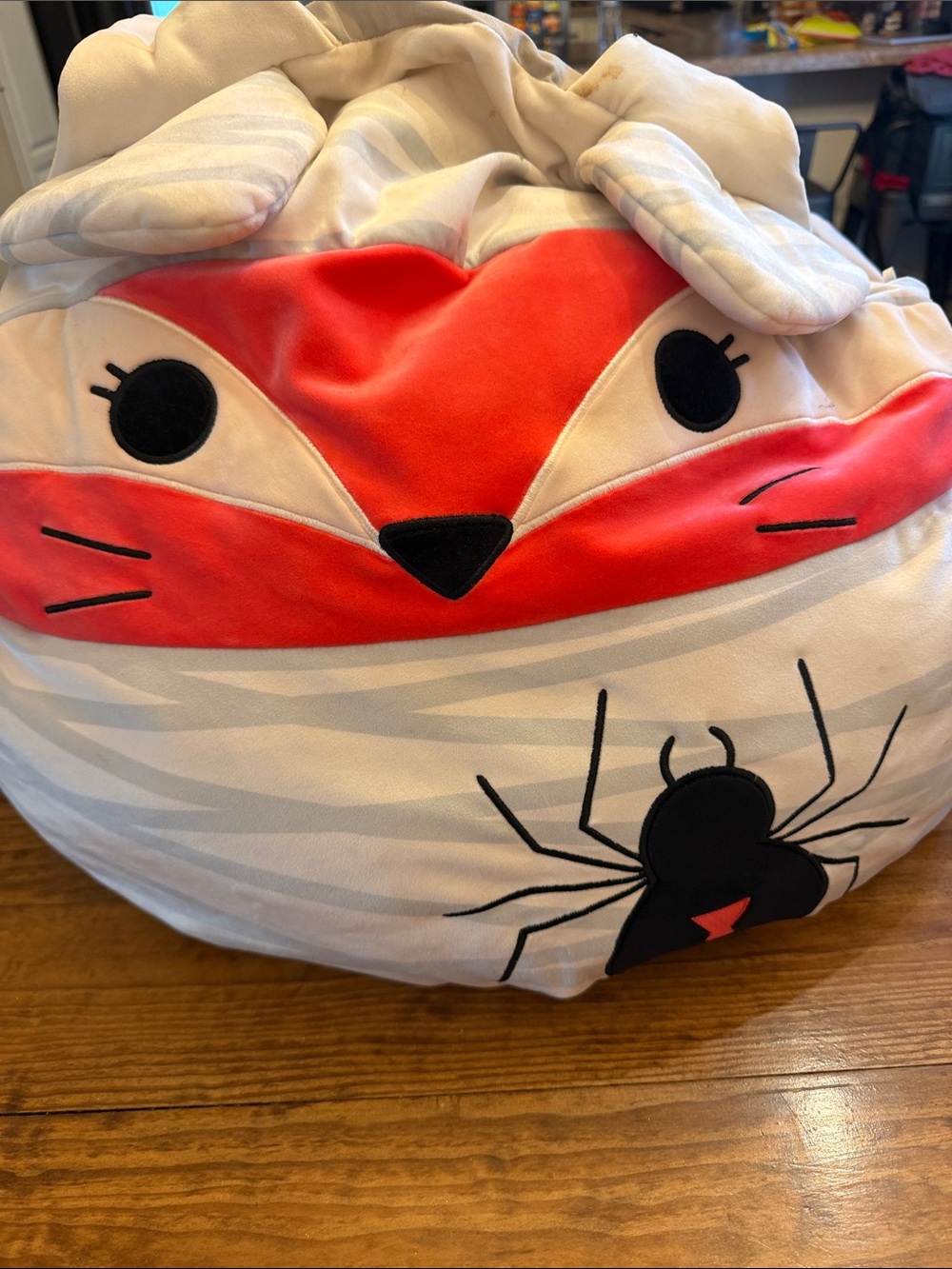 Adult Squishmallows Coral and White Fox Plush Accessory Bag